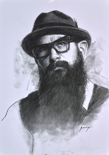 Ray of True North Study by Vincent Kamp - Original Drawing on Mounted Paper